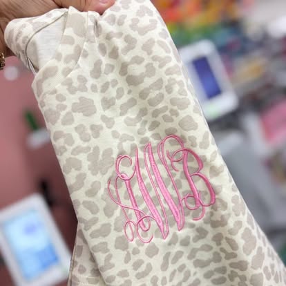 Natural Leopard Monogram Tee | Personalized Embroidered