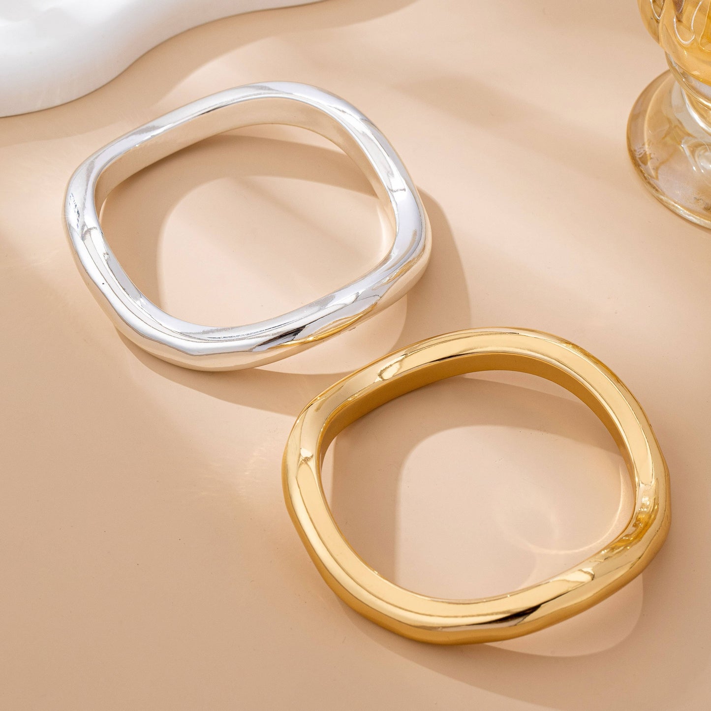 Two-Tone Waivy Tube Bangle Duo