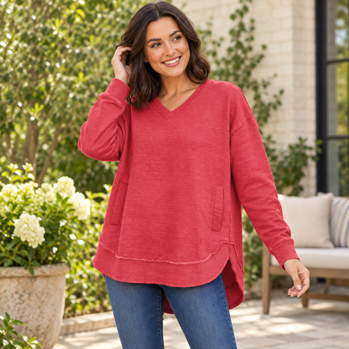 East Hall Melange V-Neck Pocketed Poncho Fleece | Royce Brand