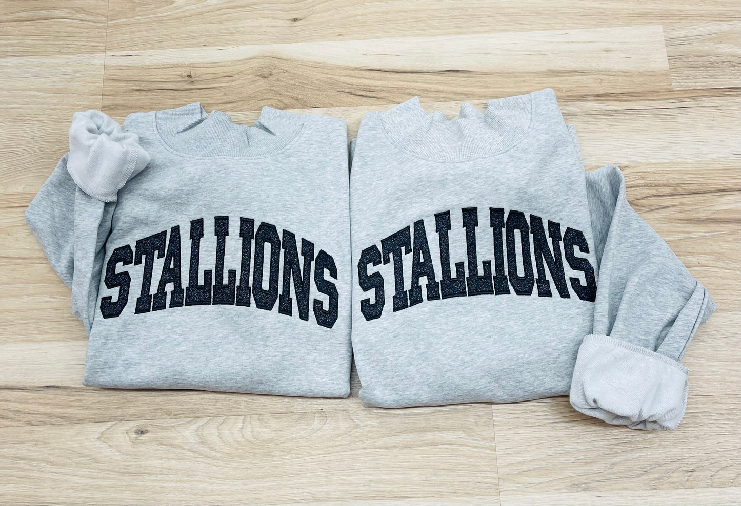 Custom Glitter Appliqué Mock Neck Sweatshirt