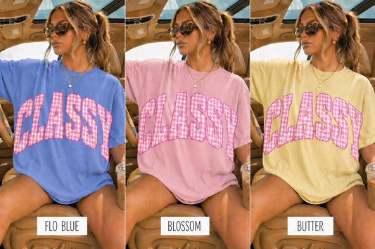 Classy Pink Gingham Graphic Tee | Trendy Tee | Butter