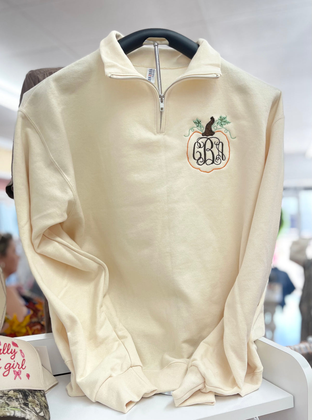 Personalized Pumpkin Monogram Quarter Zip Sweatshirt