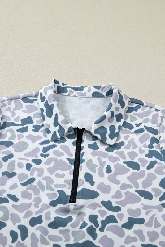 Multicolour Abstract Patterned Polo Collar T Shirt and Shorts Set