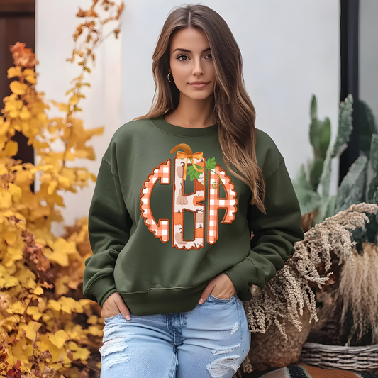 Pumpkin & Gingham Monogram