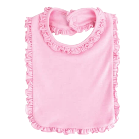 Baby Girl 2-PLY Blank Bib w/ Ruffle Trim - Includes Basic Personlization!