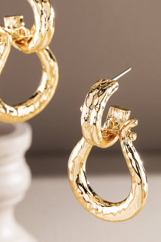 Gold Horseshoe Drop Earrings