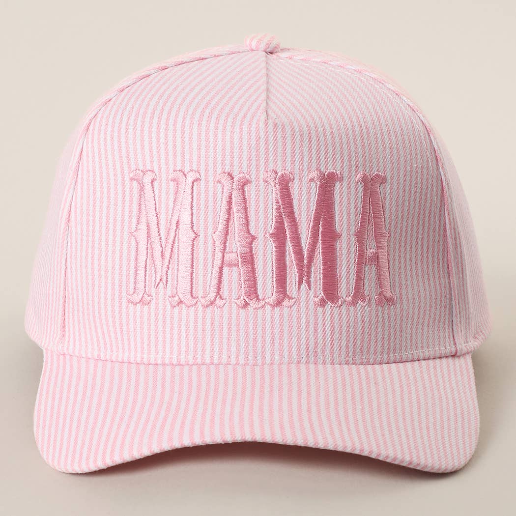 MAMA Embroidered Striped Trucker Hat