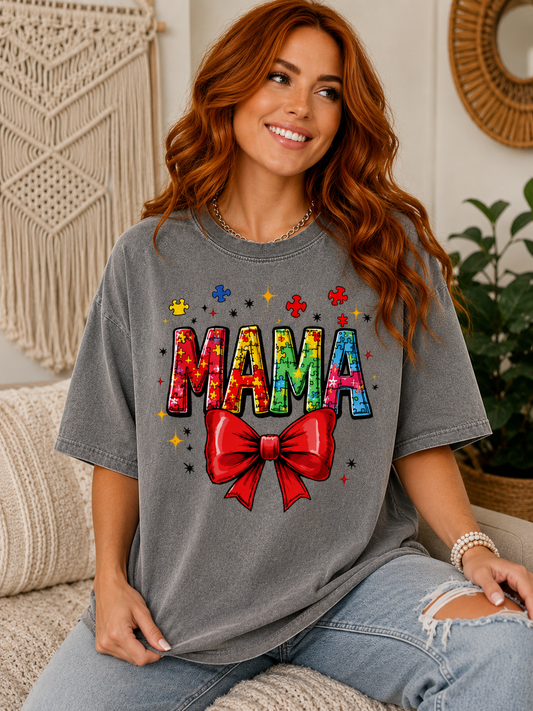 Autism Awareness Mama Bow