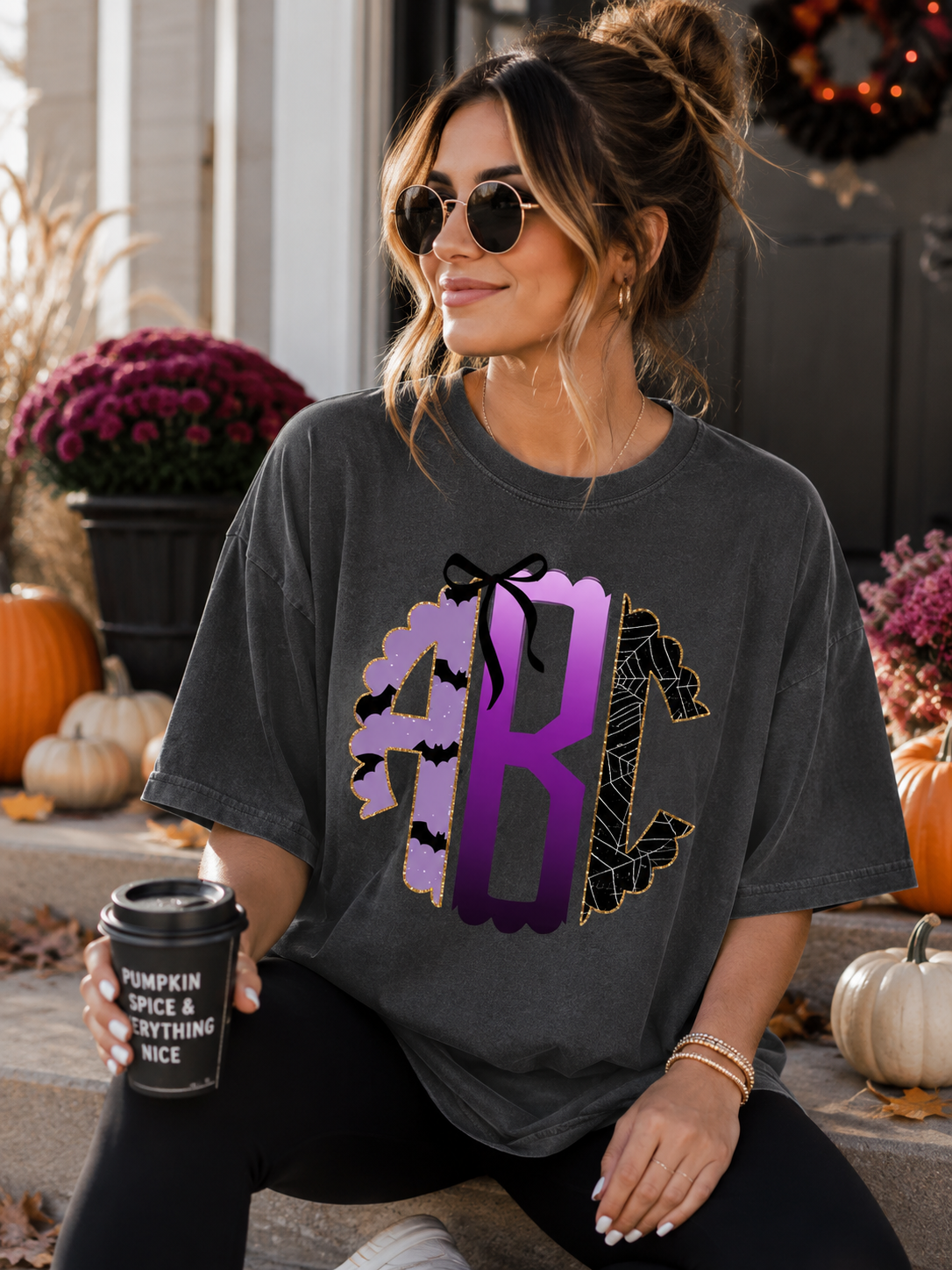Coquette Halloween Bats Monogram