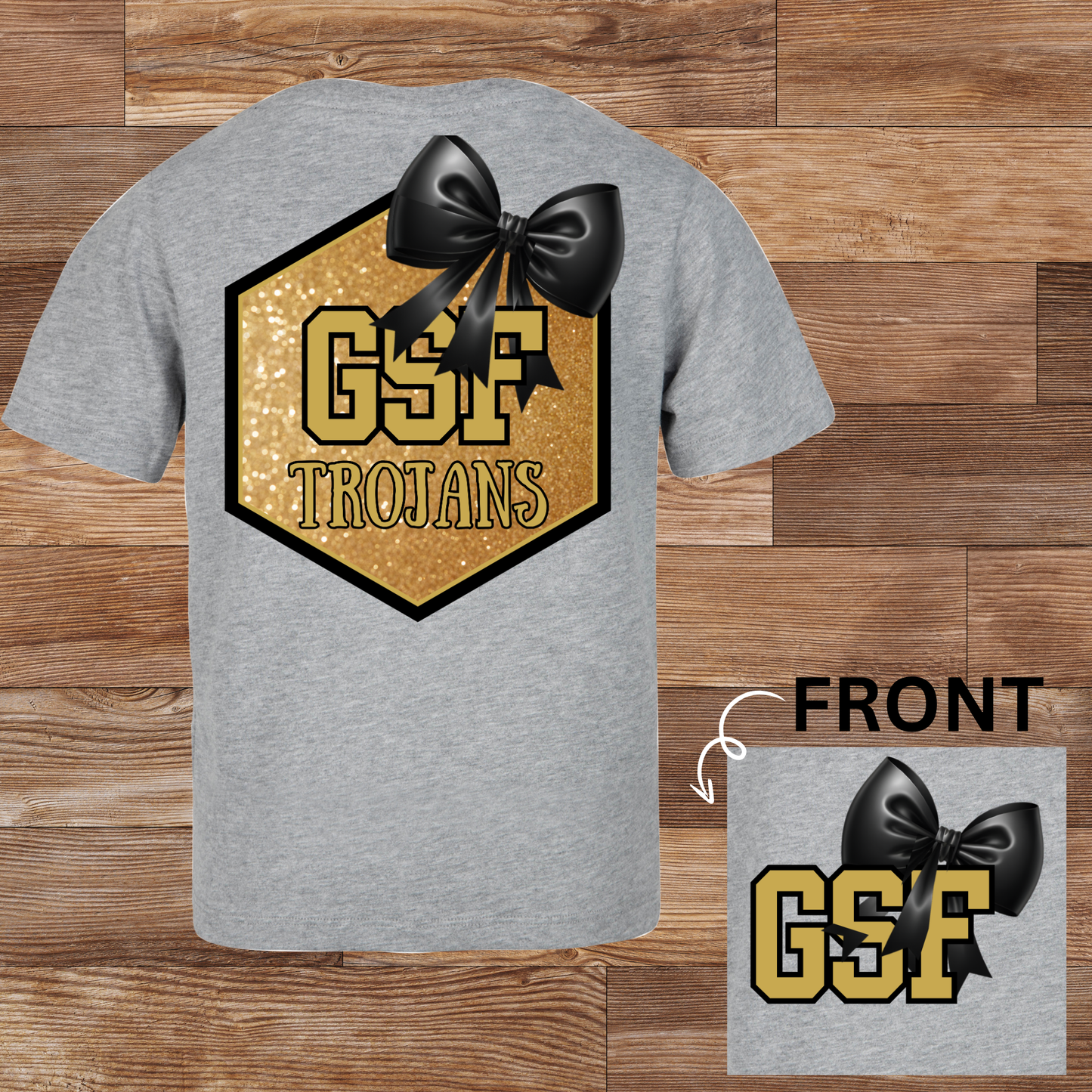 GSF Trojans Glitter Black Bow