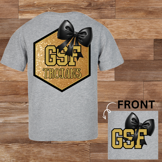 GSF Trojans Glitter Black Bow