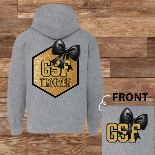 GSF Trojans Glitter Black Bow