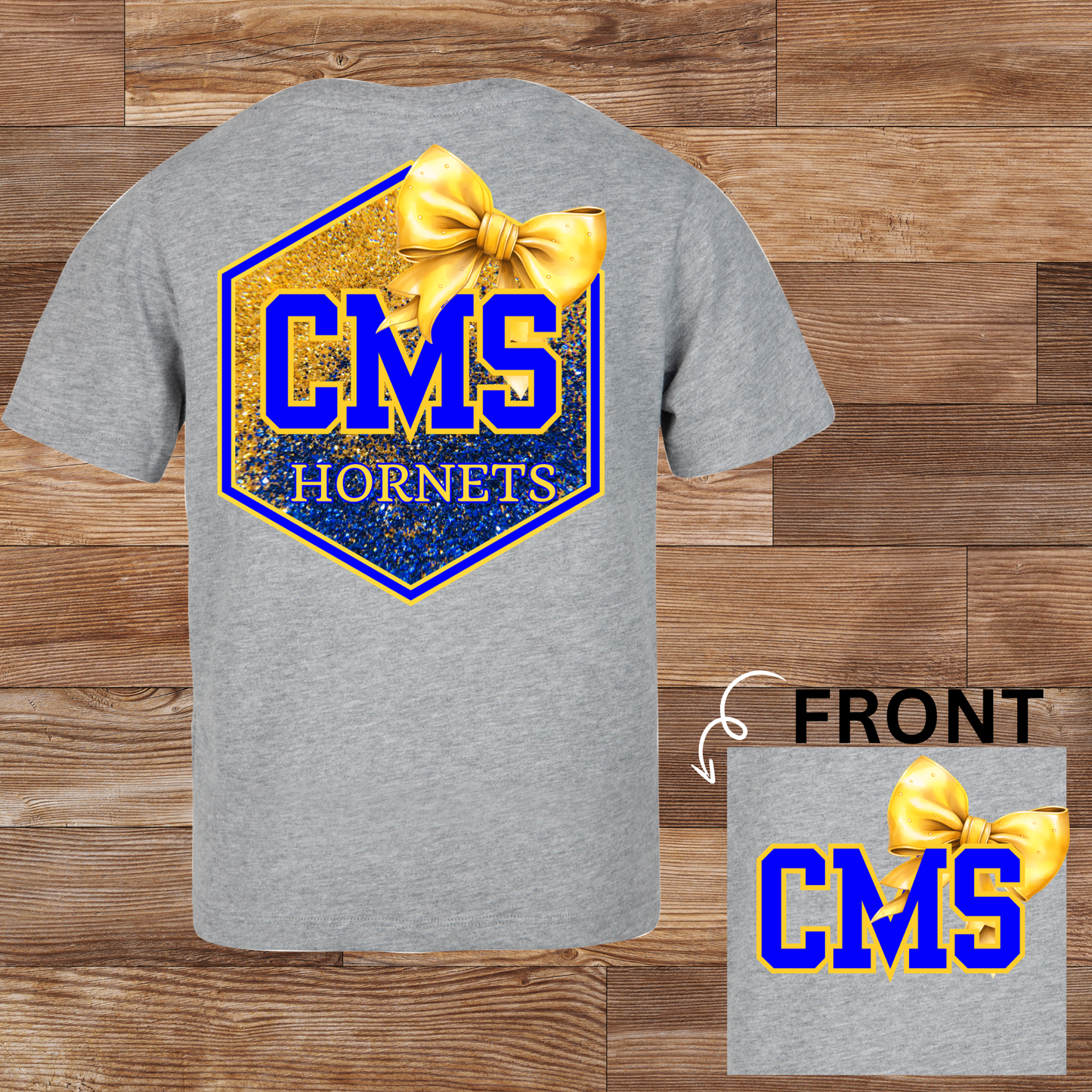 CMS Hornets Glitter Bow