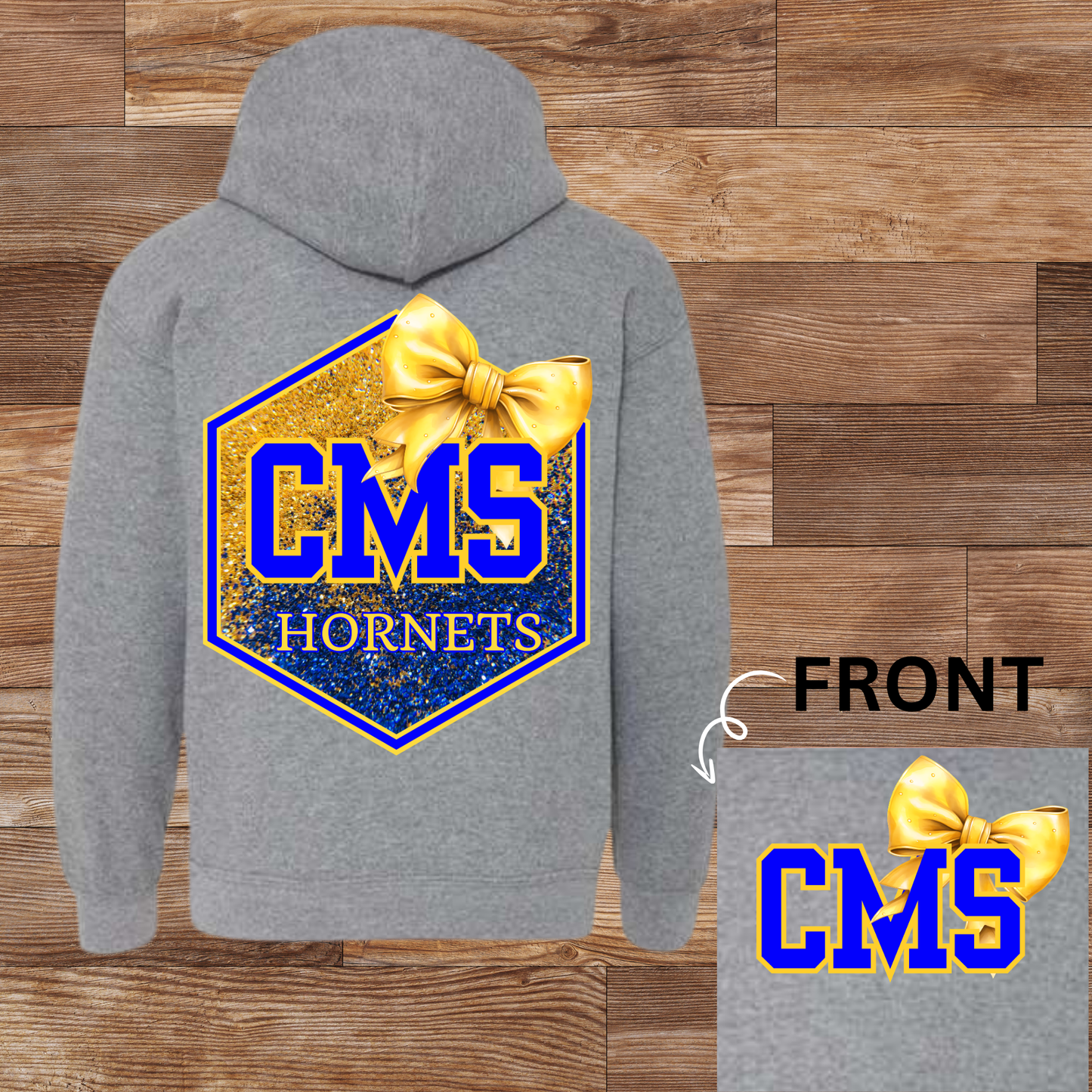 CMS Hornets Glitter Bow