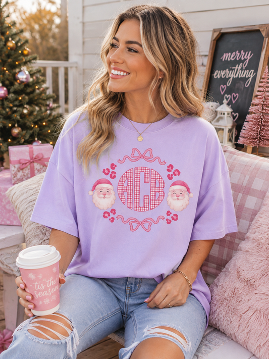 Preppy Gingham Santa Monogram
