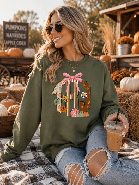 Fall Pumpkin & Leaves Monogram