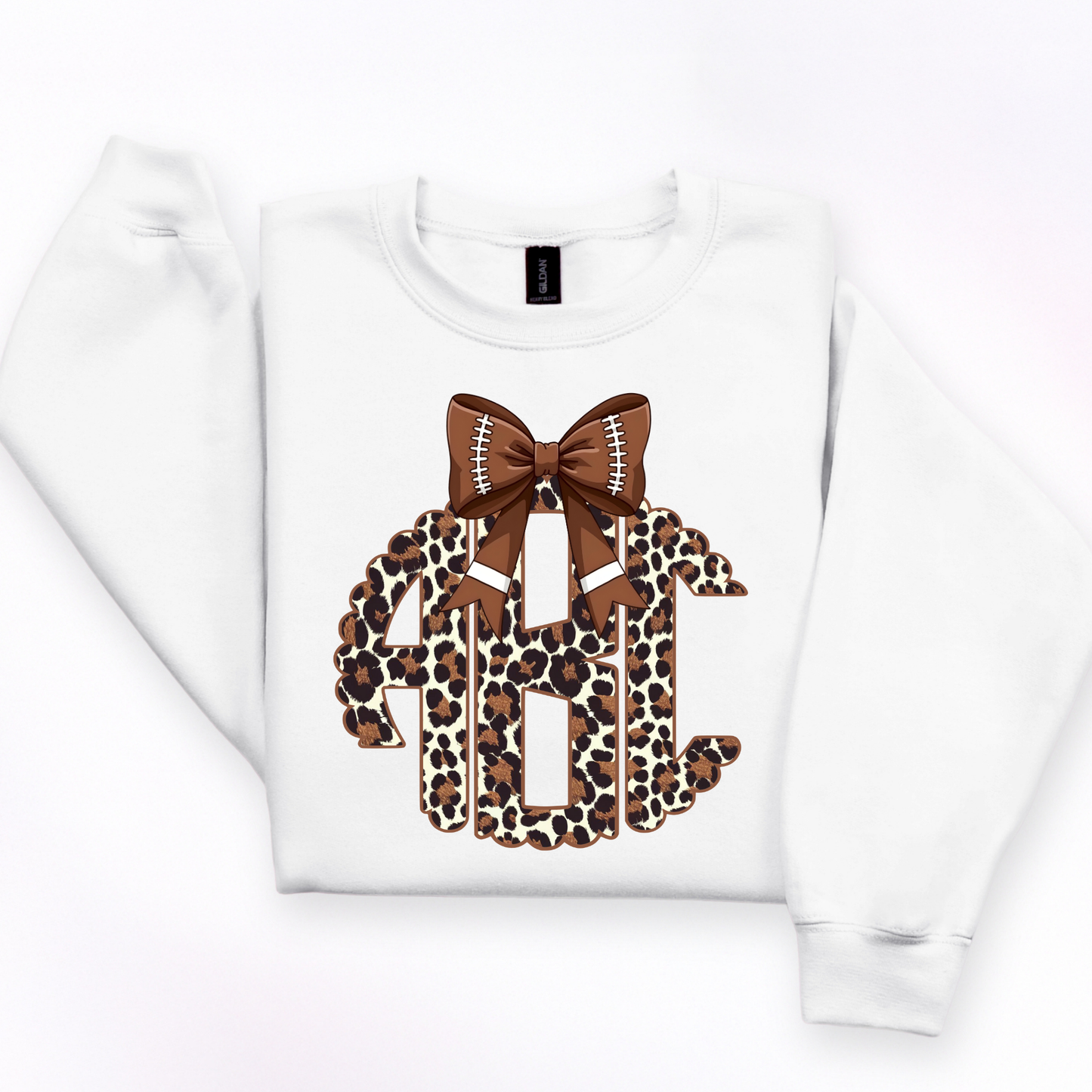 Cheetah Football Bow Monogram