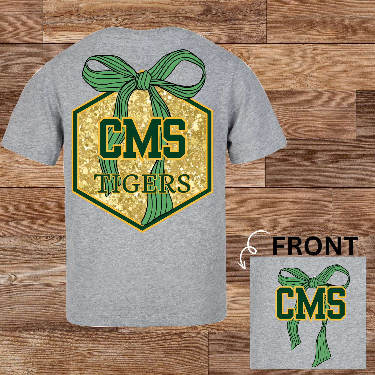 CMS Tigers Glitter Bow