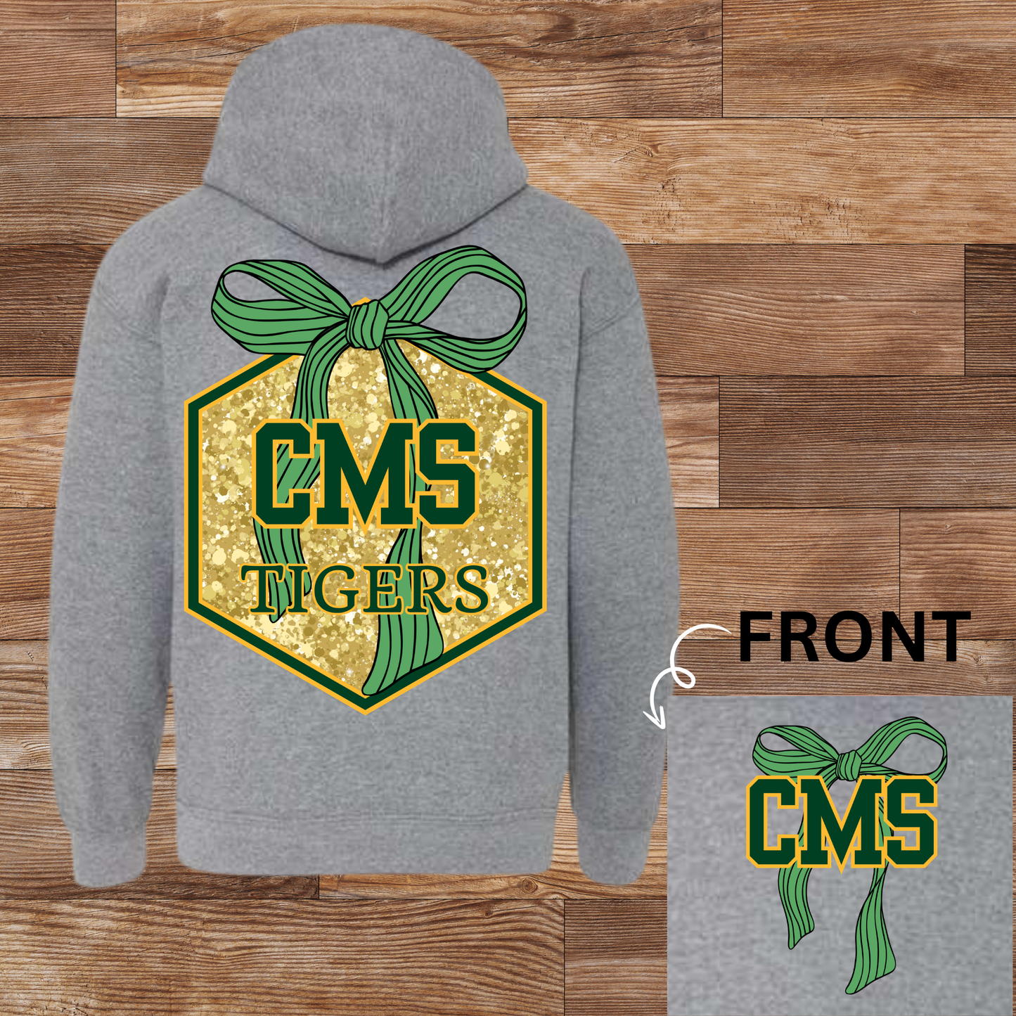 CMS Tigers Glitter Bow
