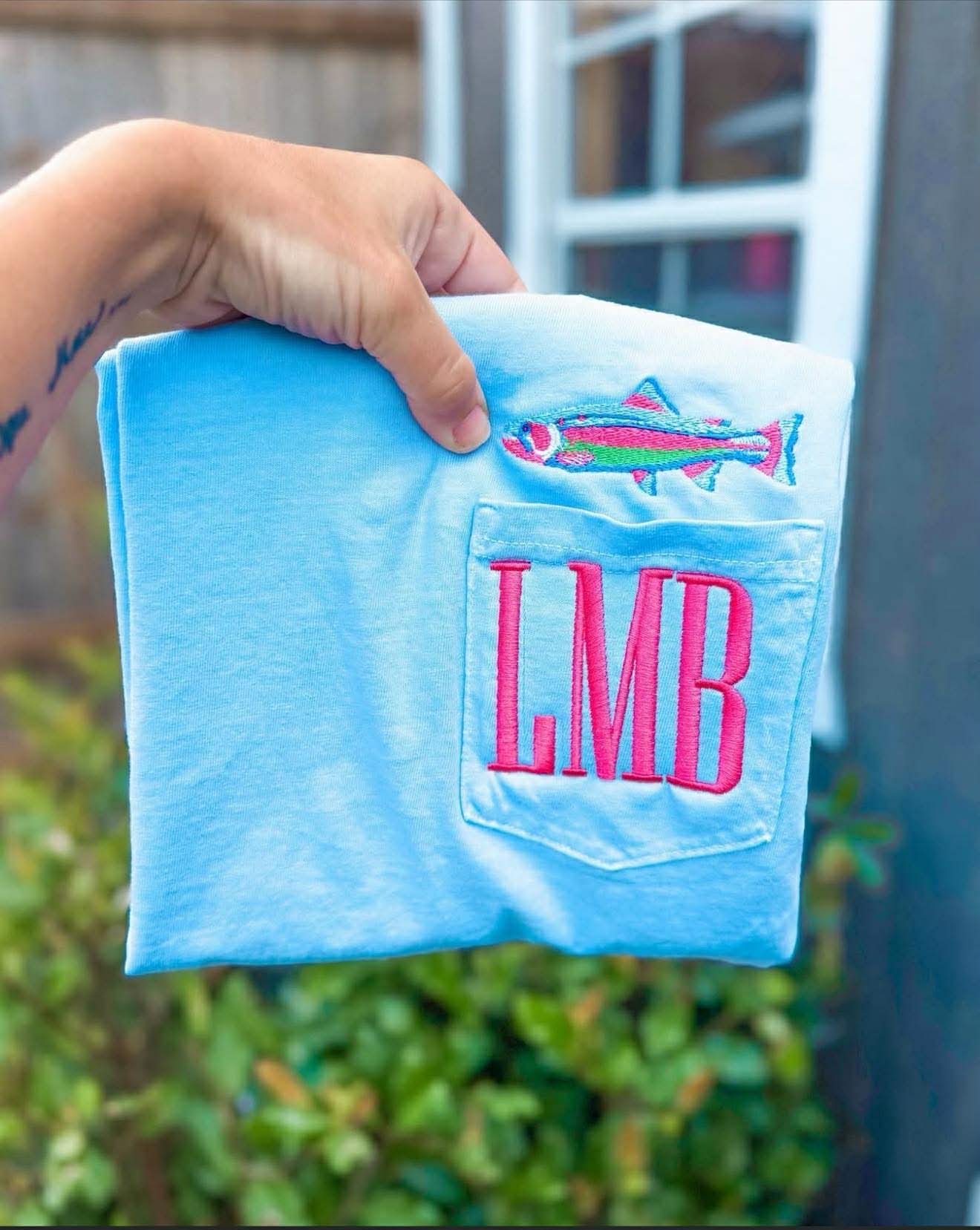 Neon Trout - CC Pocket Tee with Monogram