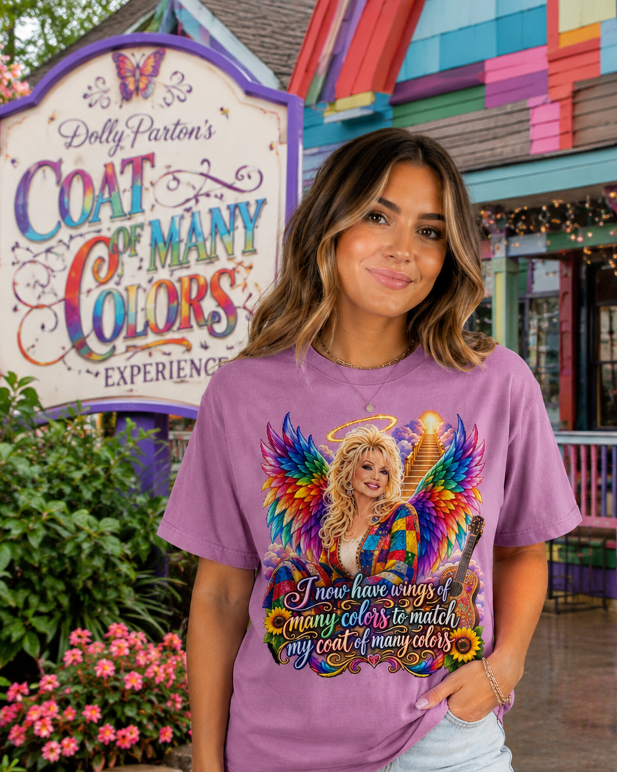 Dolly Parton Inspired Coat of Many Colors Shirt | Country Music Tribute Tee | Dollywood Tennessee Graphic T-Shirt