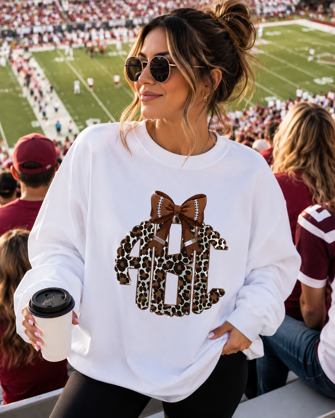 Cheetah Football Bow Monogram