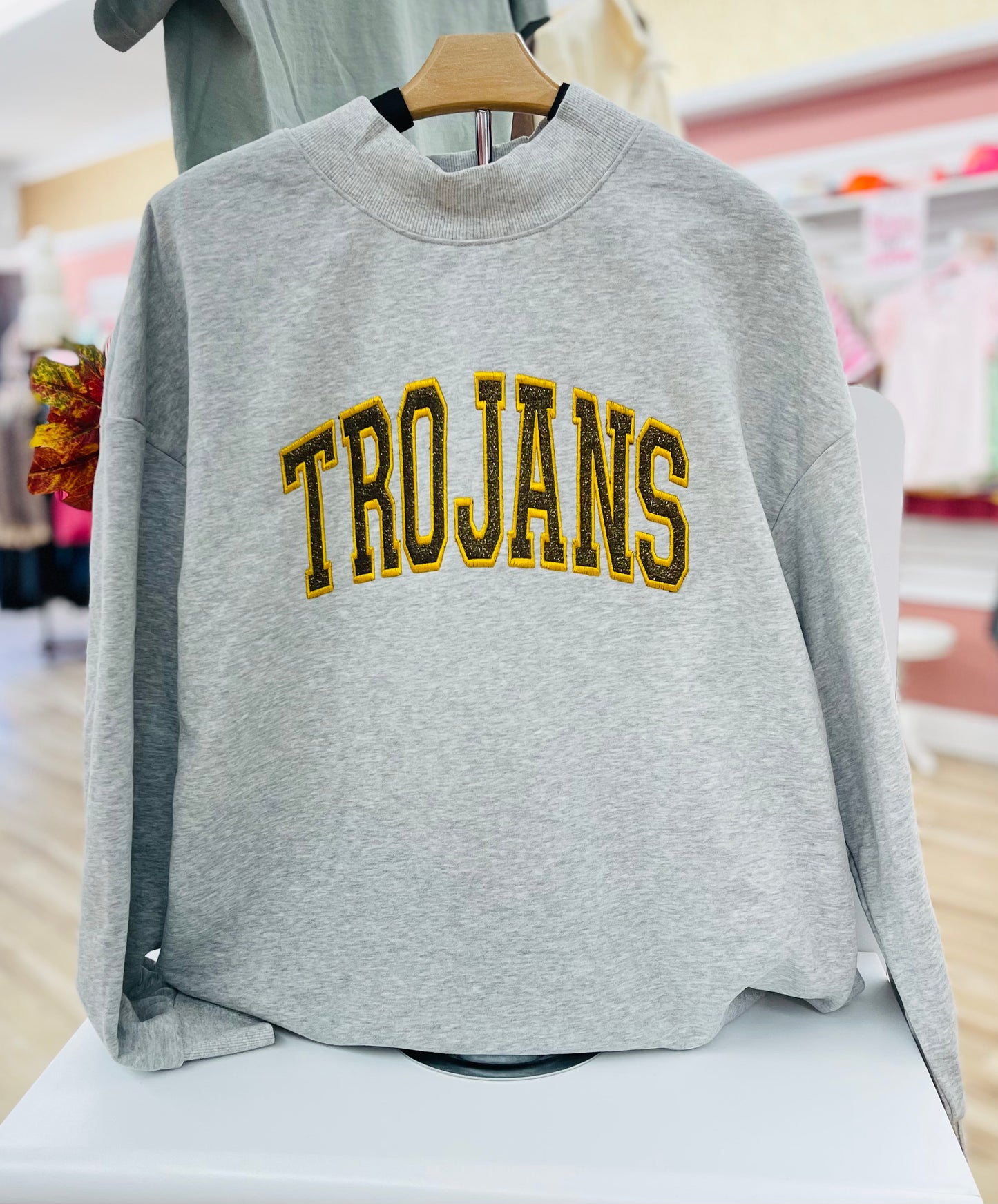 Custom Glitter Appliqué Mock Neck Sweatshirt