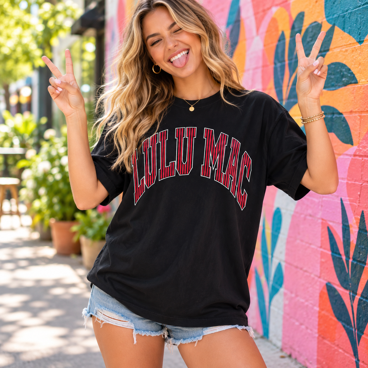 Checkered Comfort Colors Tee - Black/Maroon