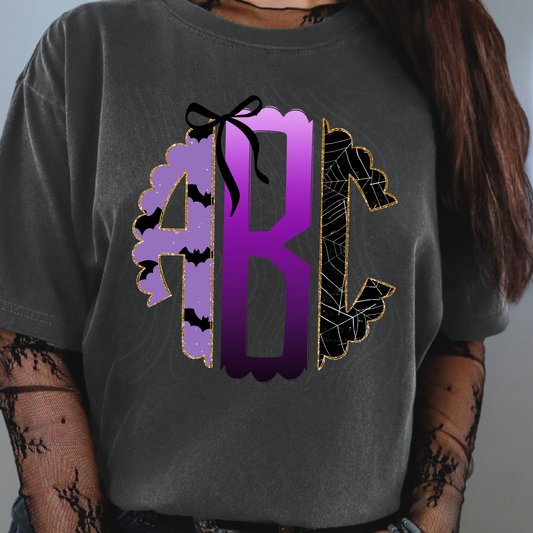 Coquette Halloween Bats Monogram