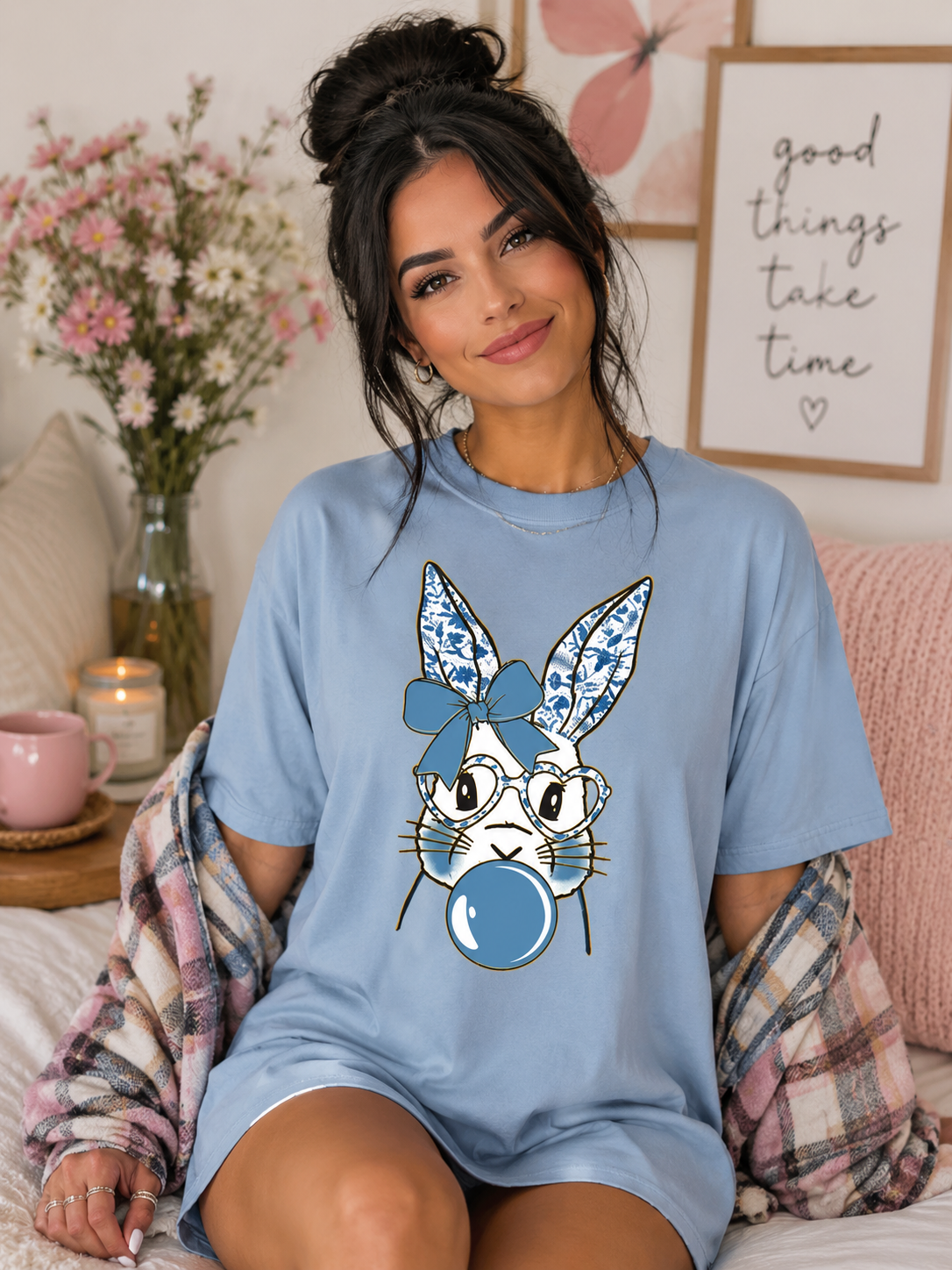 Bubble Gum Bunny (Blue Chinoiserie)
