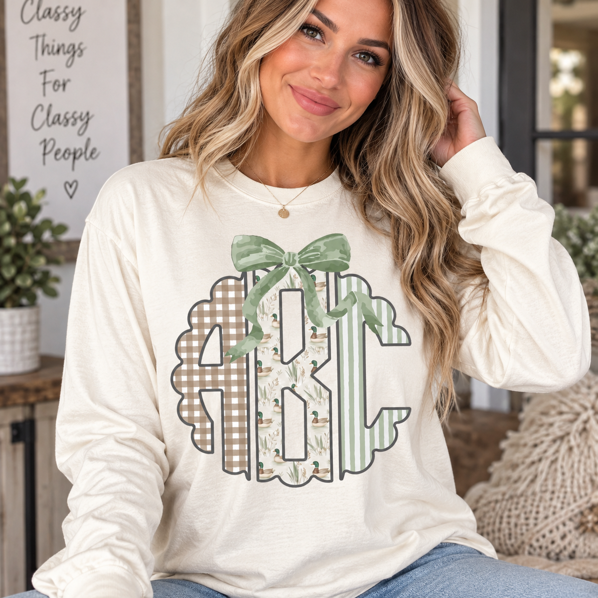 Preppy Mallard Gingham Custom Monogram