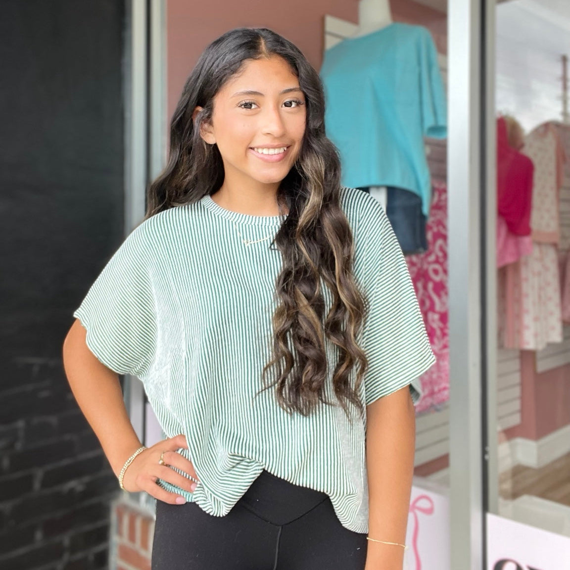 Ribbed Striped Oversized Short Sleeve Top | Zenana