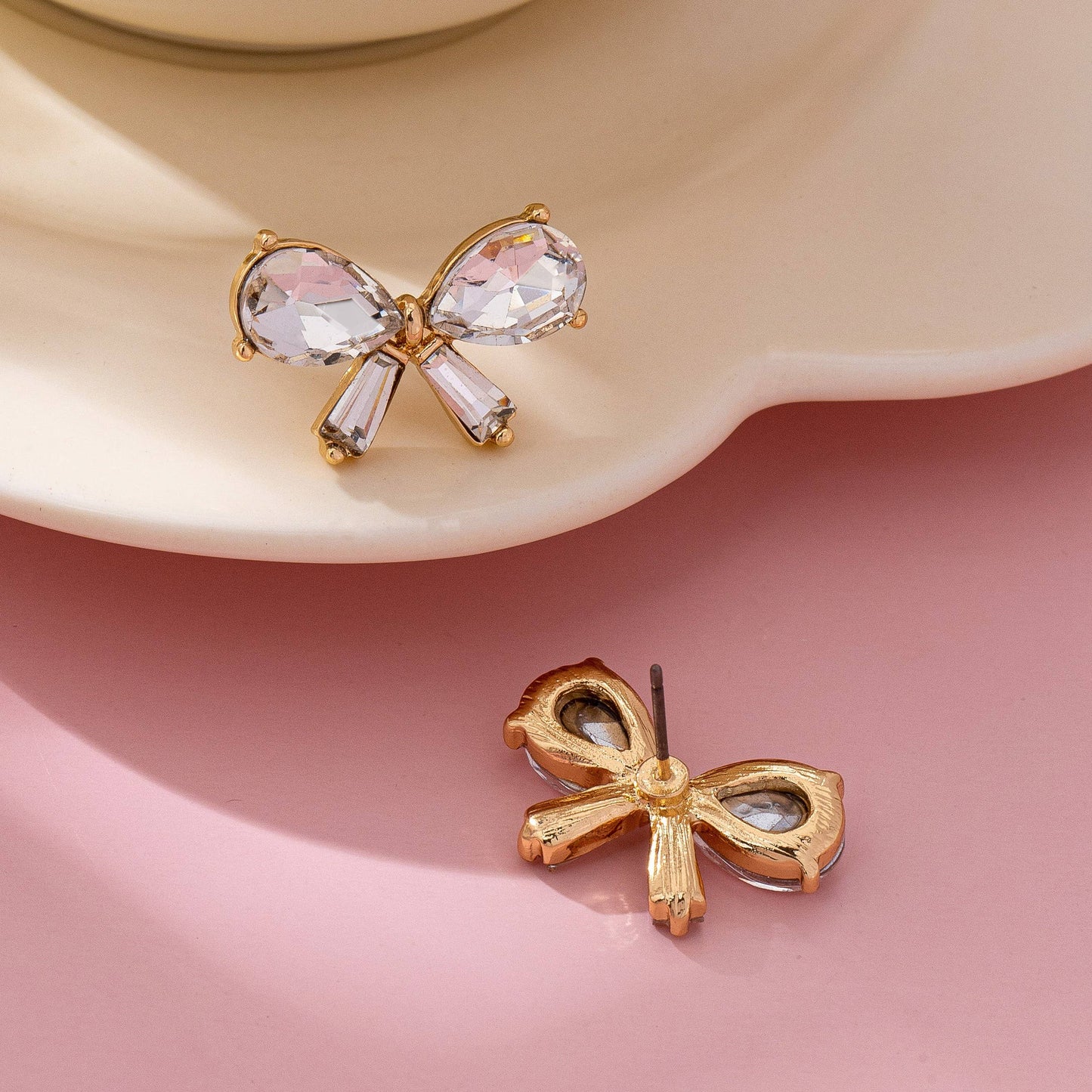Crystal Bow Stud Earrings