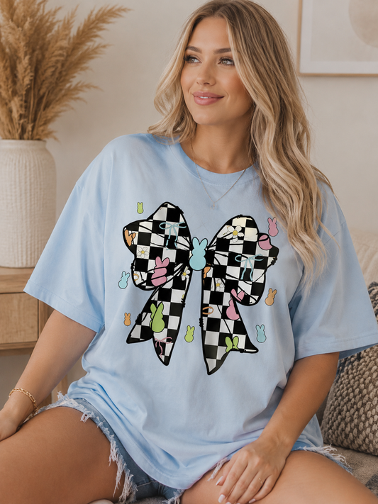 Retro Checkered Easter Bow