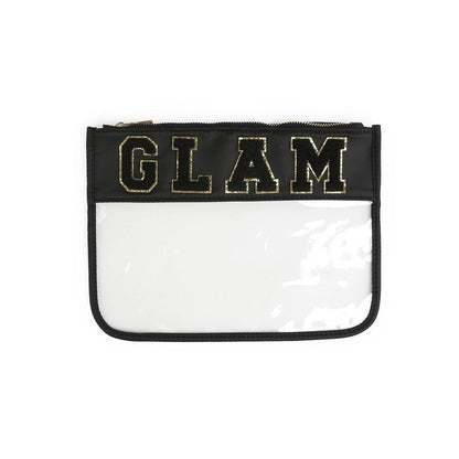 Clear Zippered Varsity Patch Pouch