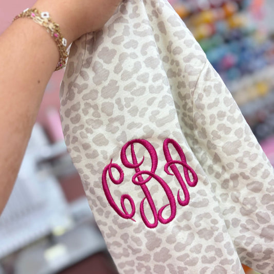 Natural Leopard Monogram Tee | Personalized Embroidered