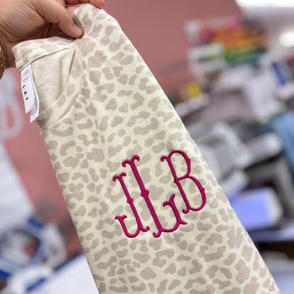 Natural Leopard Monogram Tee | Personalized Embroidered