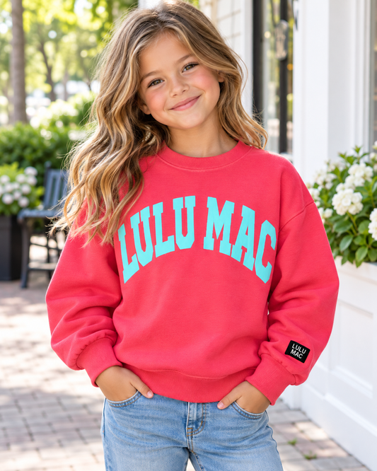 Lulu Mac Puff Sweatshirt Coral/Mint - Youth