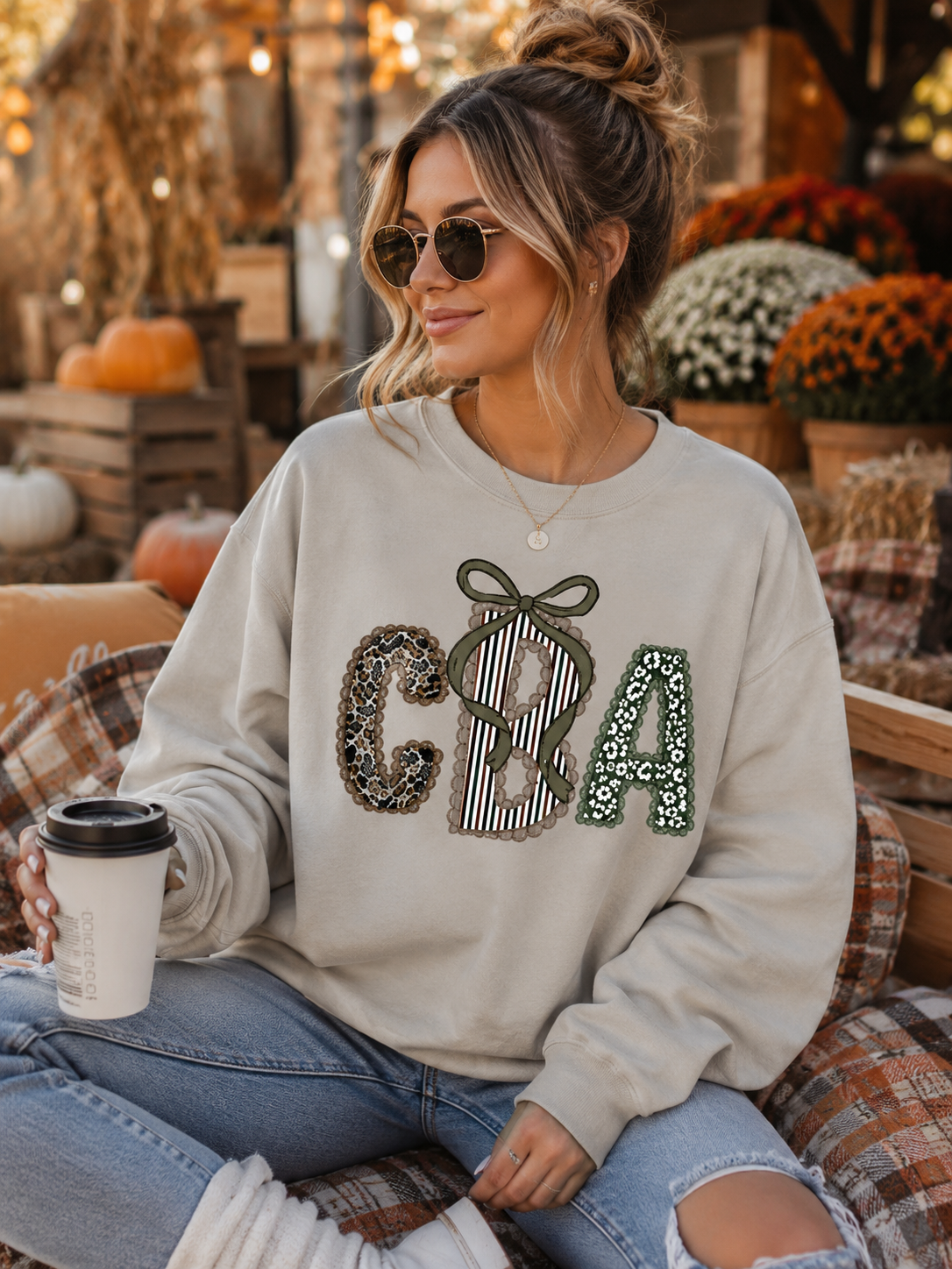 Mixed Patterns Camo Faux Lace Monogram