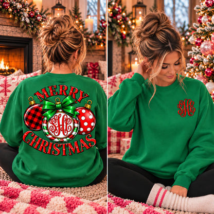 Personalized Merry Christmas Ornament – Front & Back Monogram