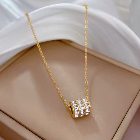 18K Gold Stainless Steel Barrel Necklace