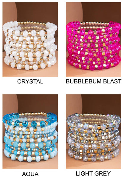 Colorful Stackable Beaded Stretch Bracelet