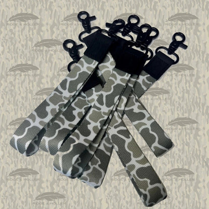 Fly High Lay Low Camo Wrist Lanyard Black