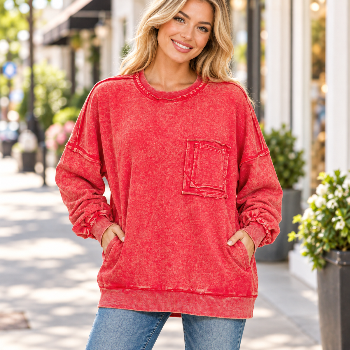 Zenana weekend comfort pocket pullover
