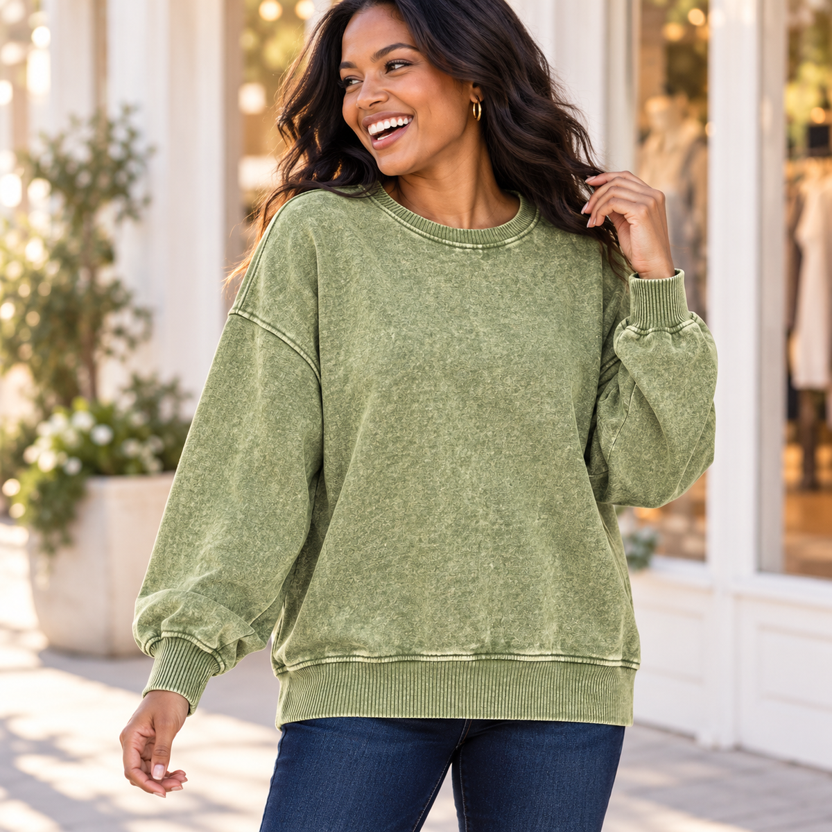 Zenana acid wash oversized fleece pullover