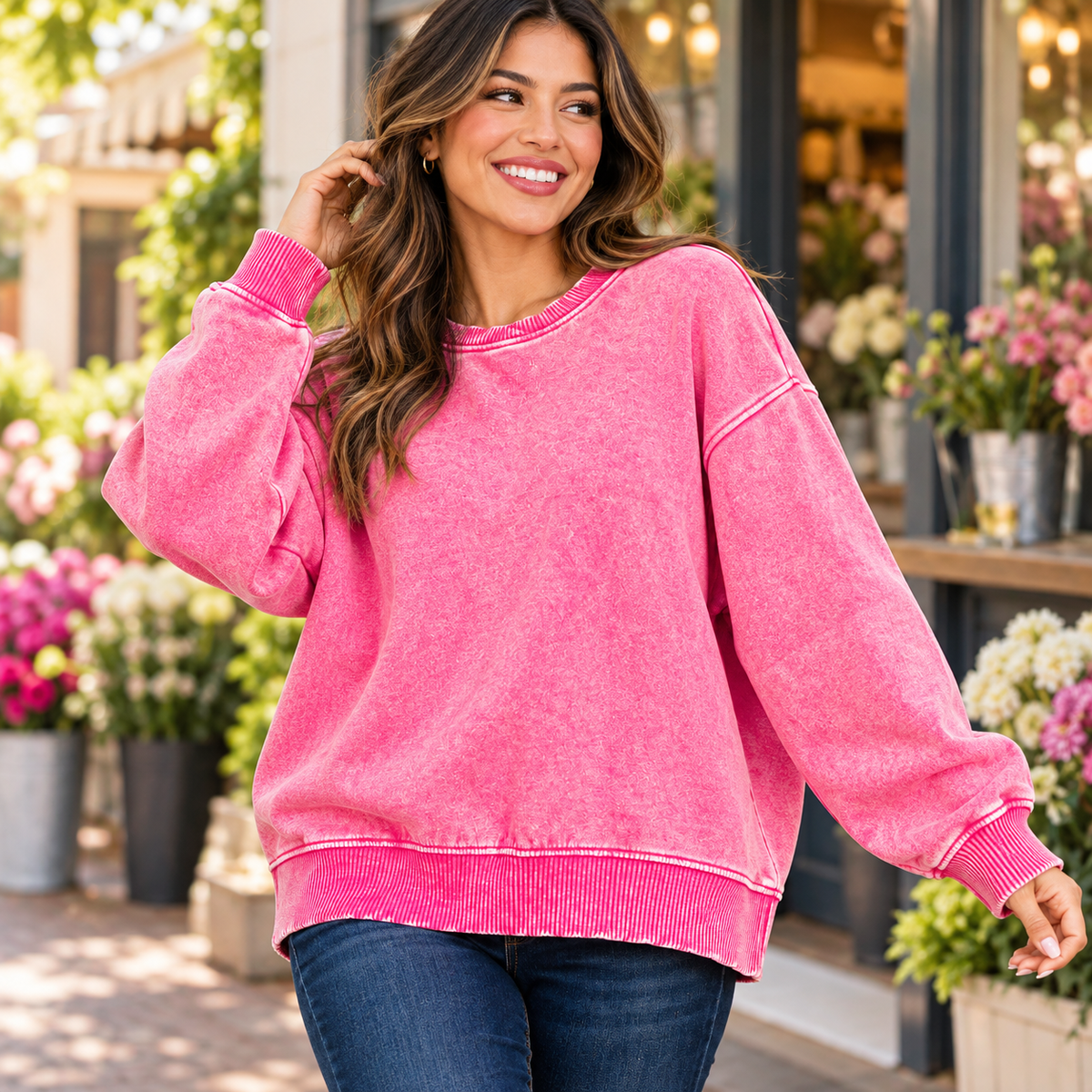 Acid Wash Oversized Fleece Pullover