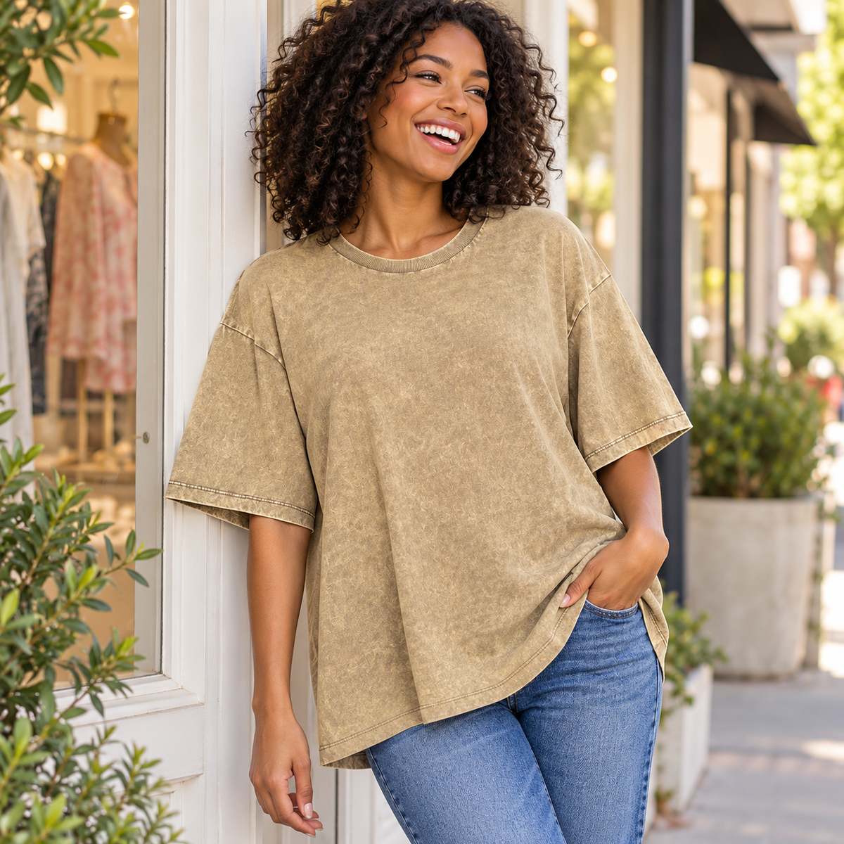 Washed Oversized Short Sleeve Tee | Zenana