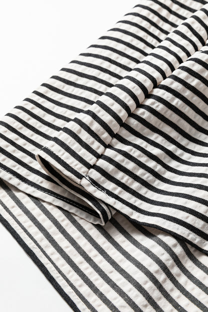 Simply Chic striped ruffle sleeve midi dress