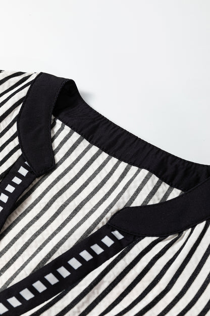 Simply Chic striped ruffle sleeve midi dress