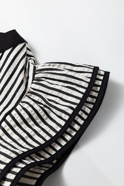 Simply Chic striped ruffle sleeve midi dress